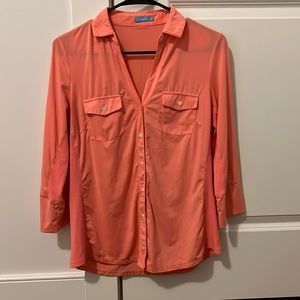 J.McLaughlin women’s three quarter sleeve shirt. Size: medium. Color: coral.